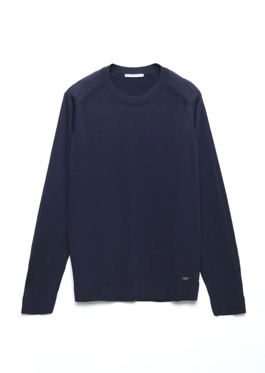 Navy Blue Knitwear Sweatshirt - 6