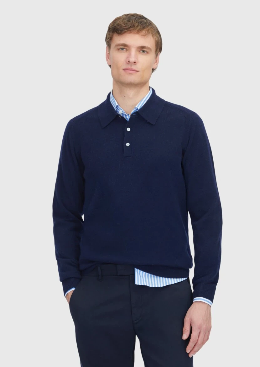 Navy Blue Knitwear Sweatshirt - RAMSEY
