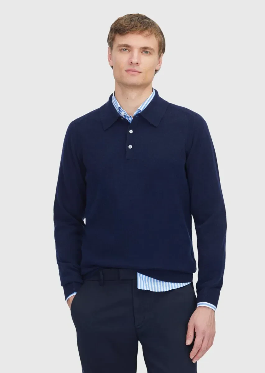 Navy Blue Knitwear Sweatshirt - 1
