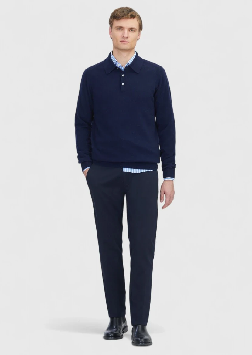 Navy Blue Knitwear Sweatshirt - RAMSEY