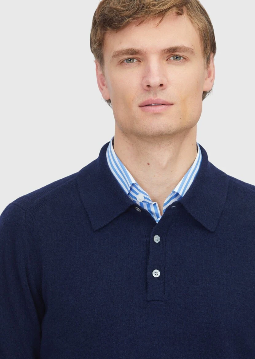 Navy Blue Knitwear Sweatshirt - 3