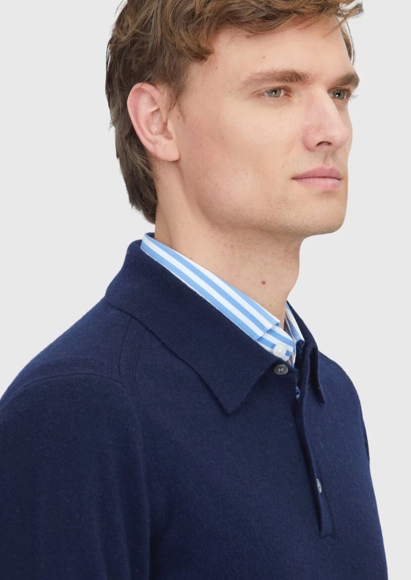 Navy Blue Knitwear Sweatshirt - 4