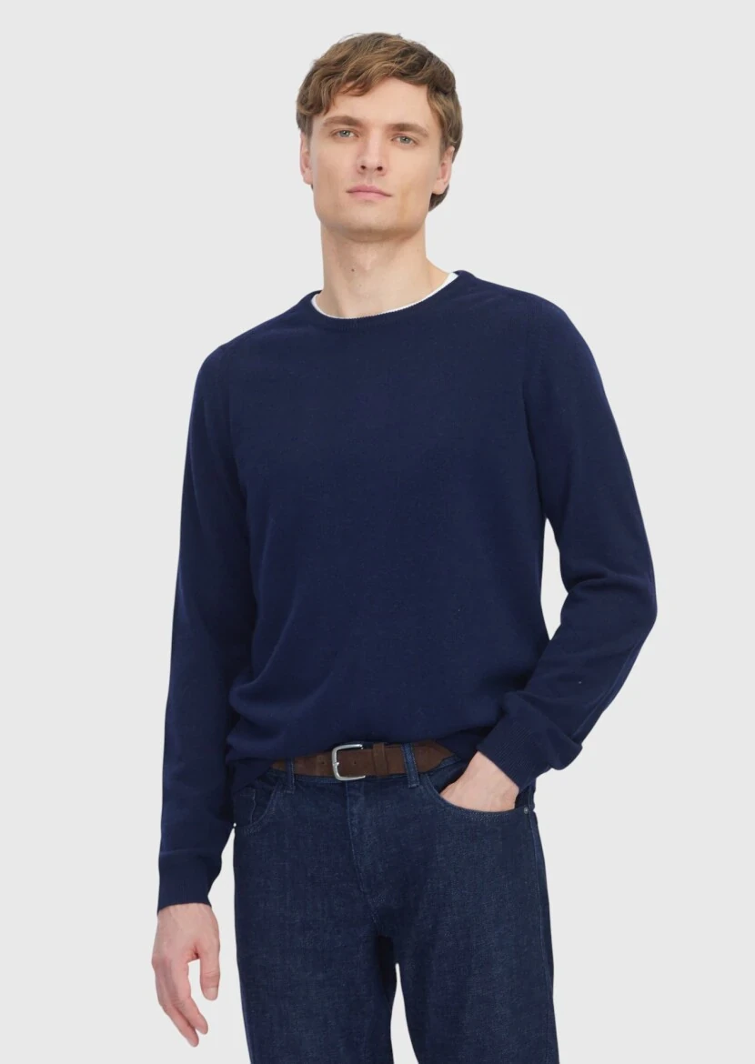 Navy Blue Knitwear Sweatshirt - RAMSEY