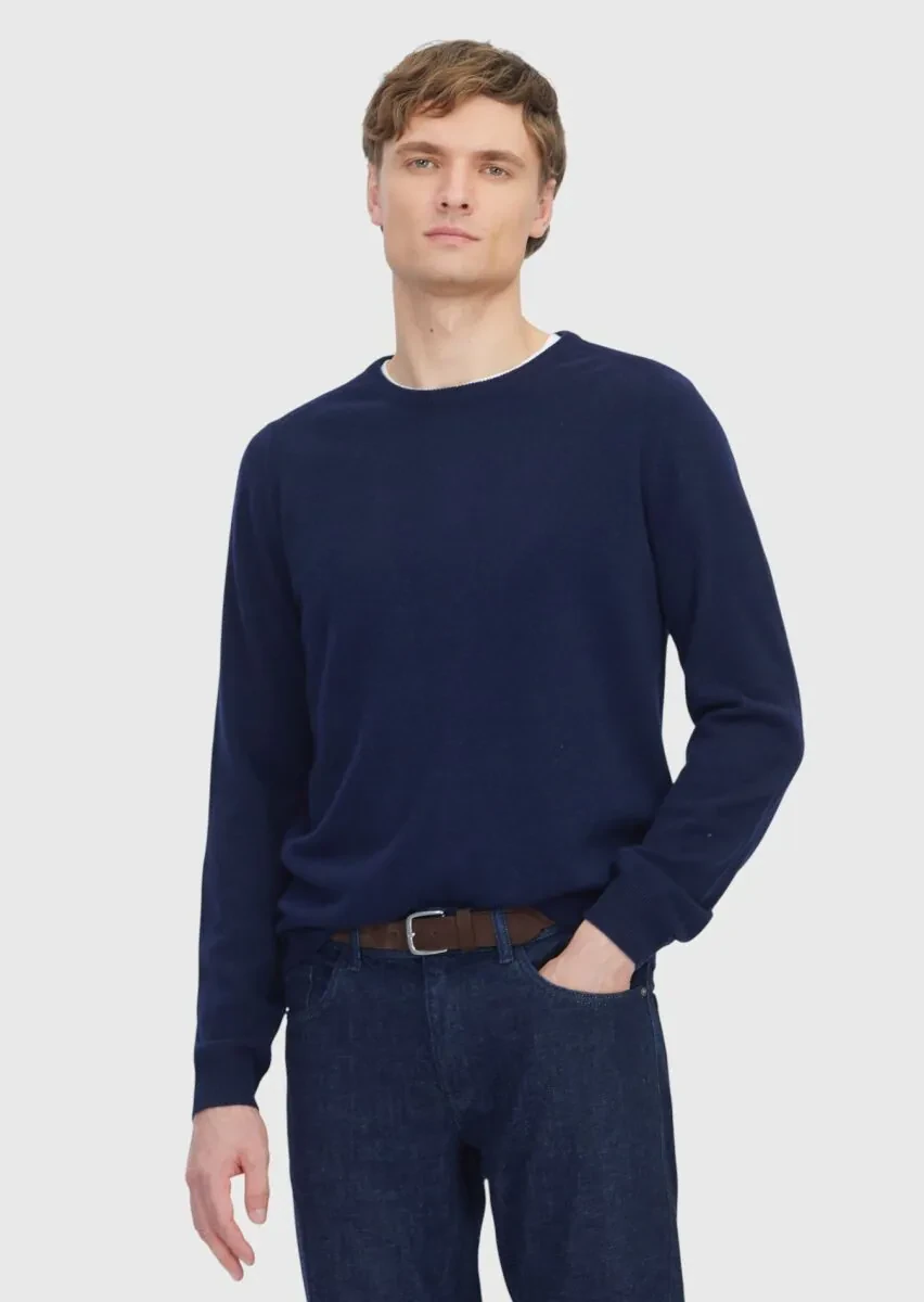 Navy Blue Knitwear Sweatshirt - 1
