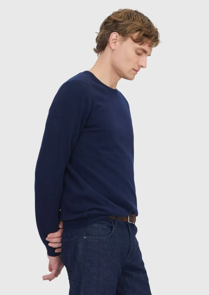 Navy Blue Knitwear Sweatshirt - 3