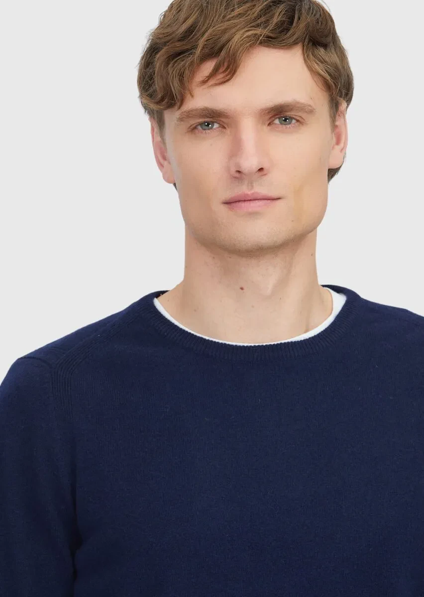 Navy Blue Knitwear Sweatshirt - 4