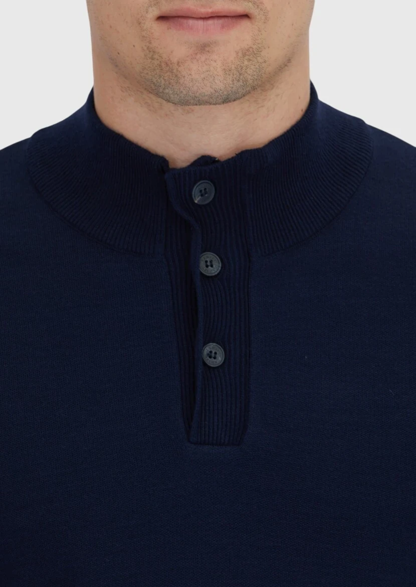 Navy Blue Knitwear Sweatshirt - 4