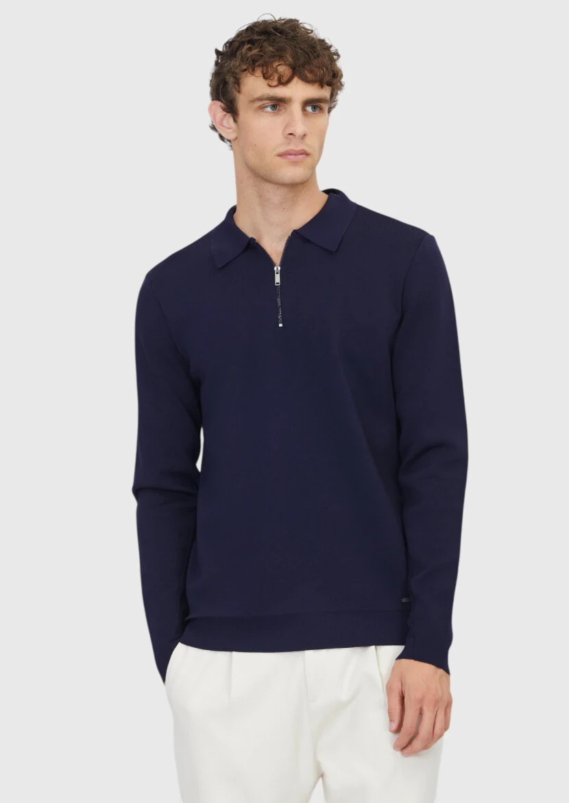 Navy Blue Knitwear Sweatshirt - RAMSEY