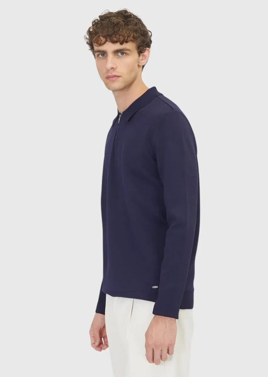Navy Blue Knitwear Sweatshirt - 4