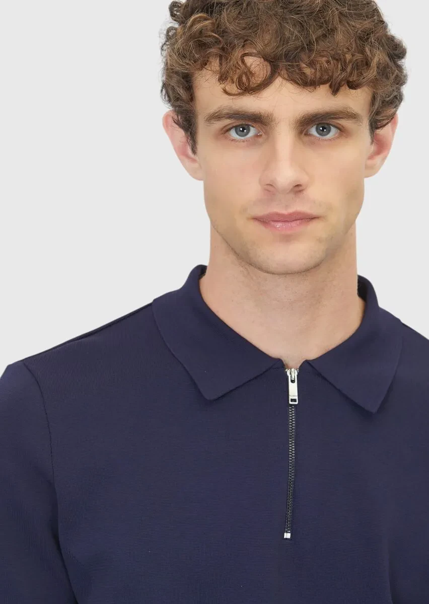 Navy Blue Knitwear Sweatshirt - 5