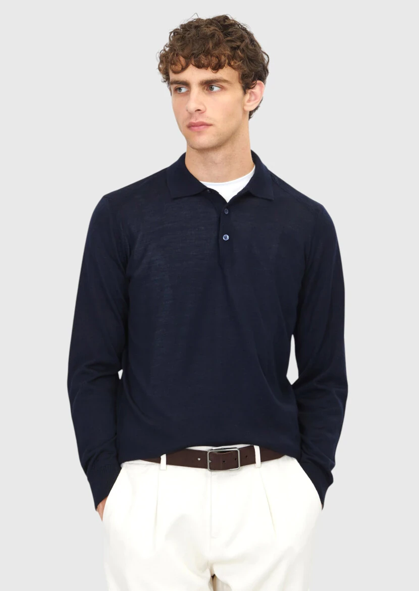 Navy Blue Knitwear Sweatshirt - RAMSEY
