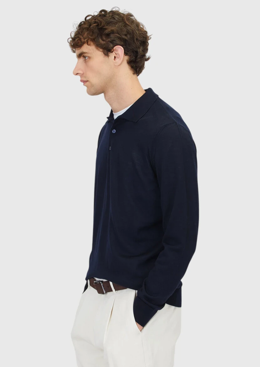 Navy Blue Knitwear Sweatshirt - 3