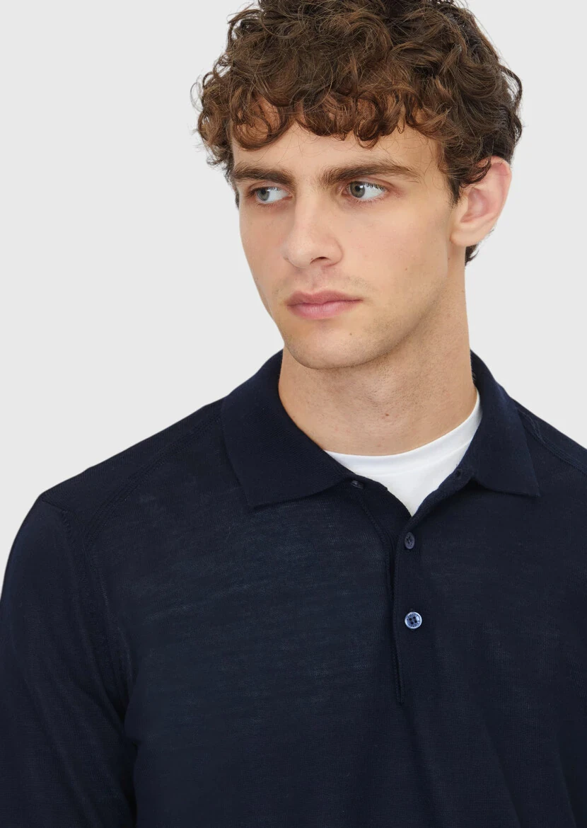 Navy Blue Knitwear Sweatshirt - 4