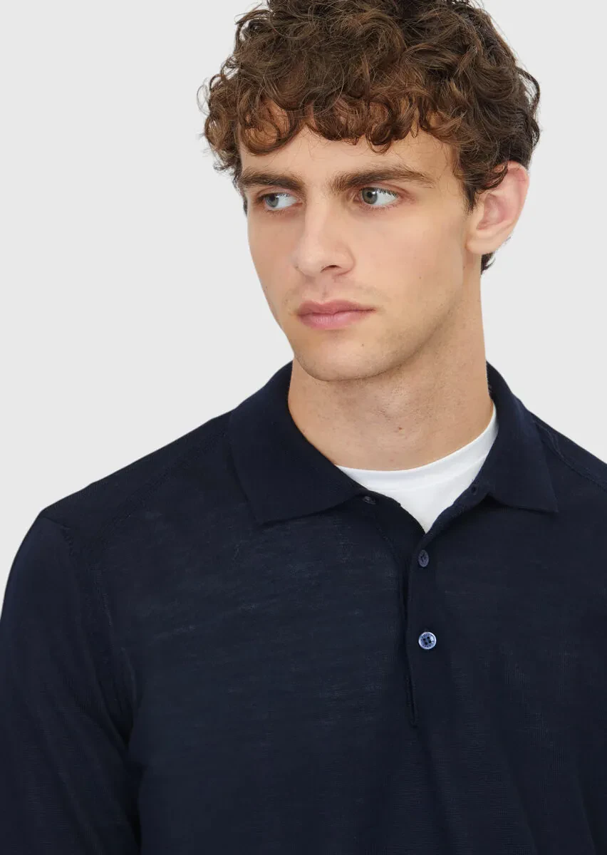 Navy Blue Knitwear Sweatshirt - 4