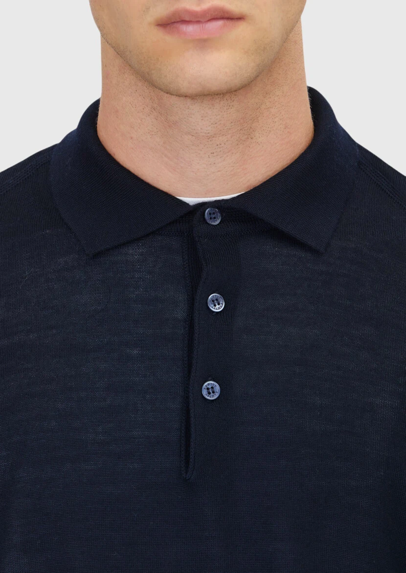 Navy Blue Knitwear Sweatshirt - 5