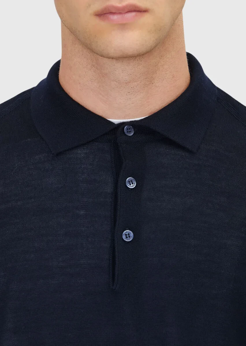 Navy Blue Knitwear Sweatshirt - 5