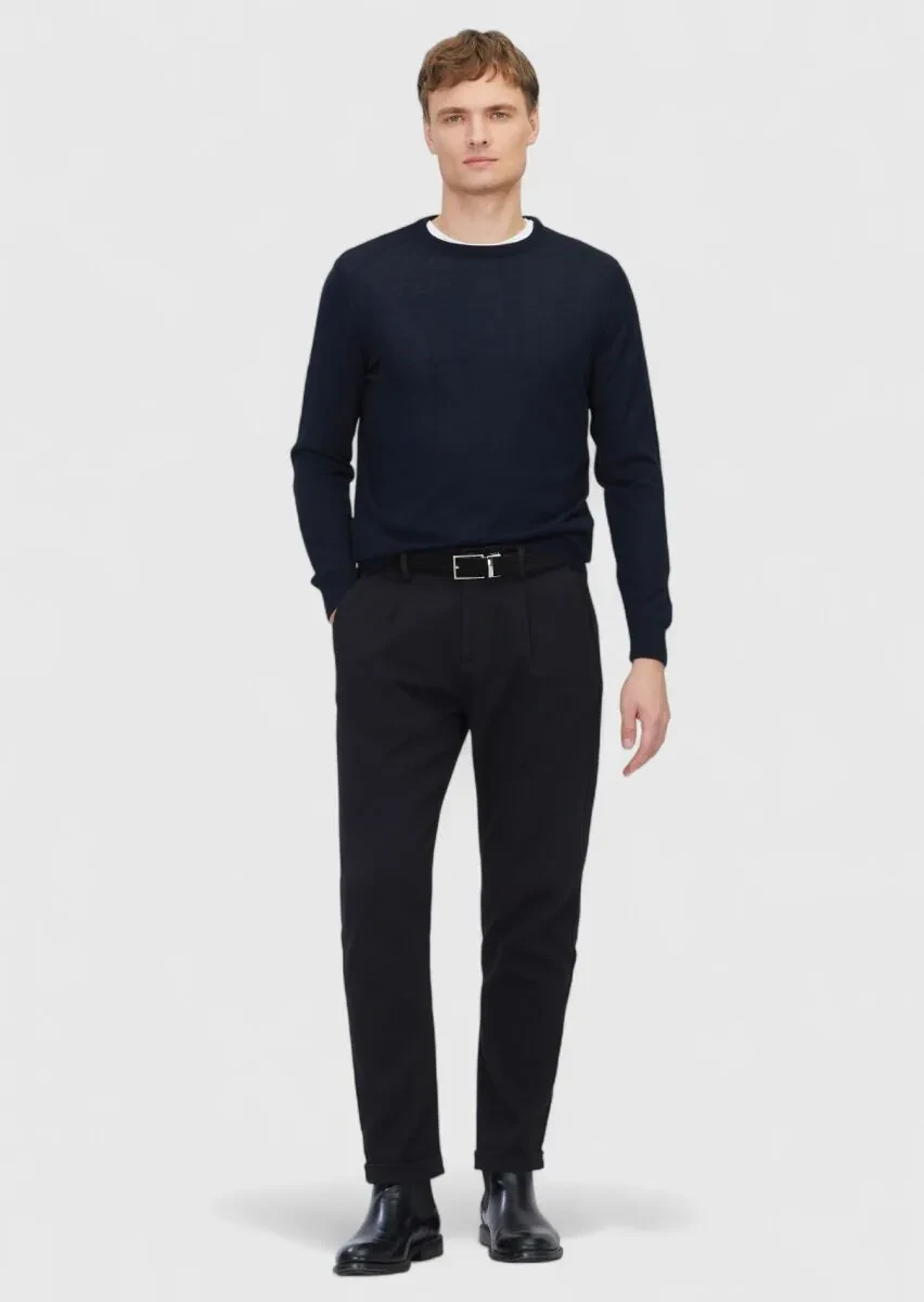 Navy Blue Knitwear Sweatshirt - 2