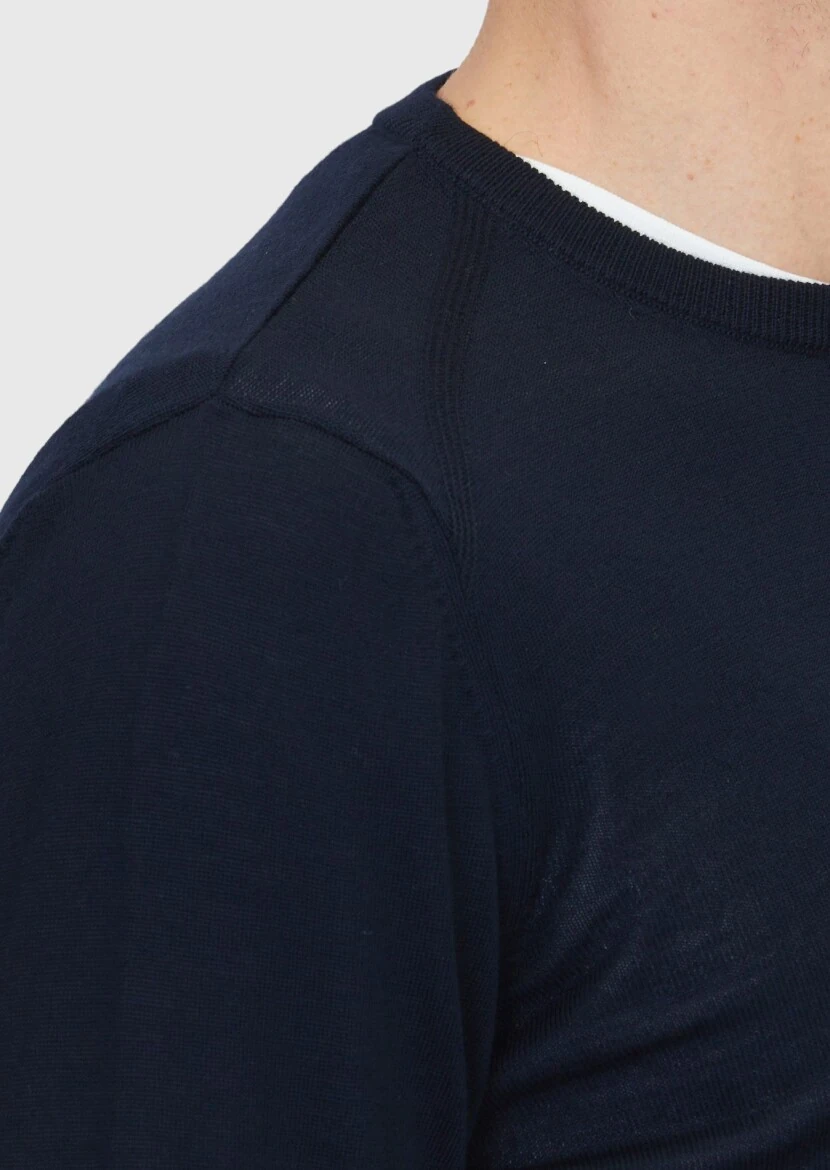 Navy Blue Knitwear Sweatshirt - 4