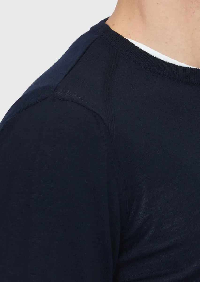 Navy Blue Knitwear Sweatshirt - 4