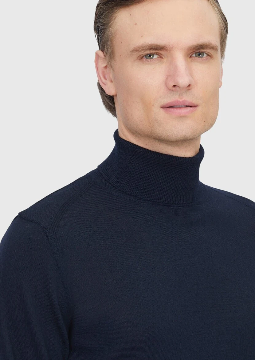 Navy Blue Knitwear Sweatshirt - 3