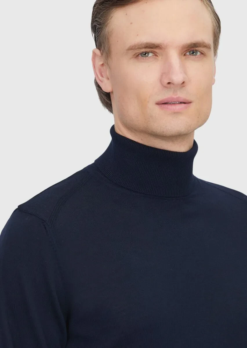Navy Blue Knitwear Sweatshirt - 3