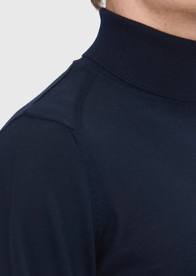 Navy Blue Knitwear Sweatshirt - 4