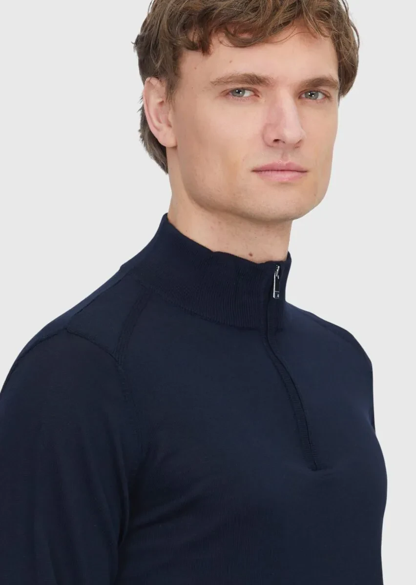 Navy Blue Knitwear Sweatshirt - 3