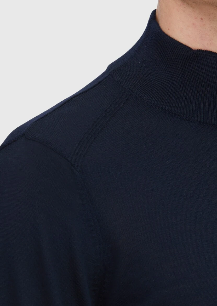 Navy Blue Knitwear Sweatshirt - 5