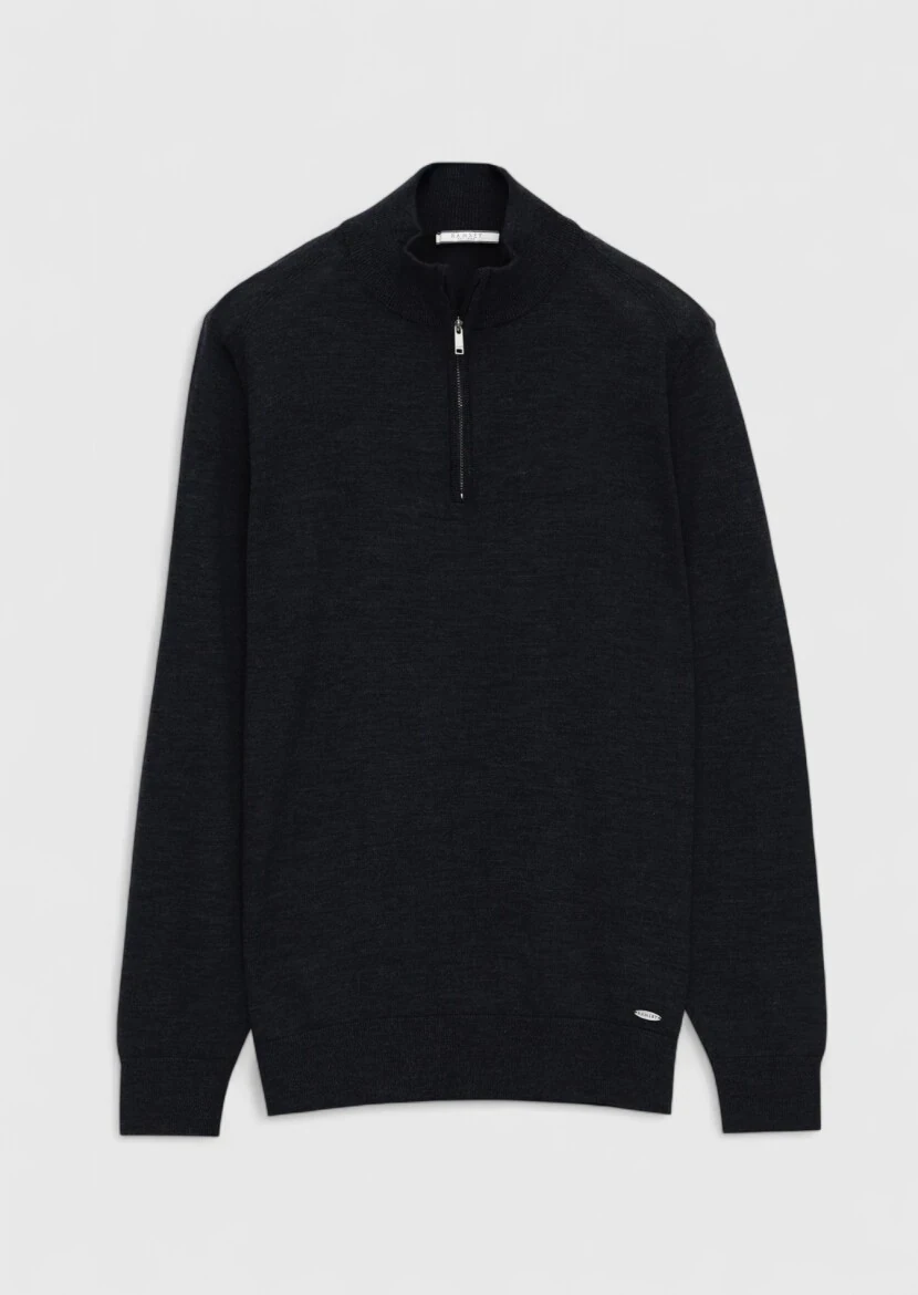 Navy Blue Knitwear Sweatshirt - 7