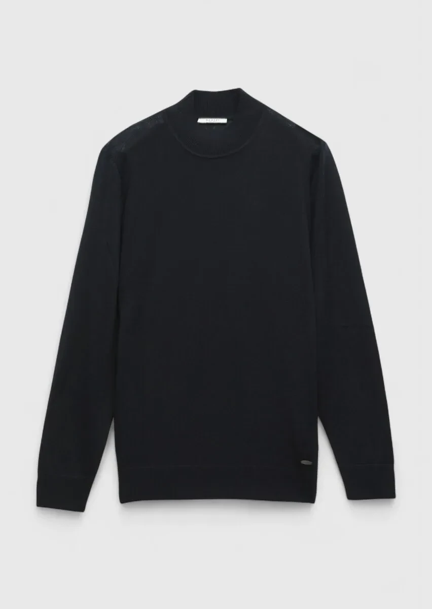 Navy Blue Knitwear Sweatshirt - 6
