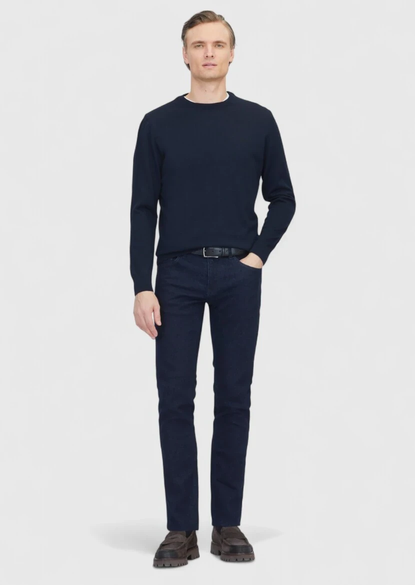 Navy Blue Knitwear Sweatshirt - RAMSEY