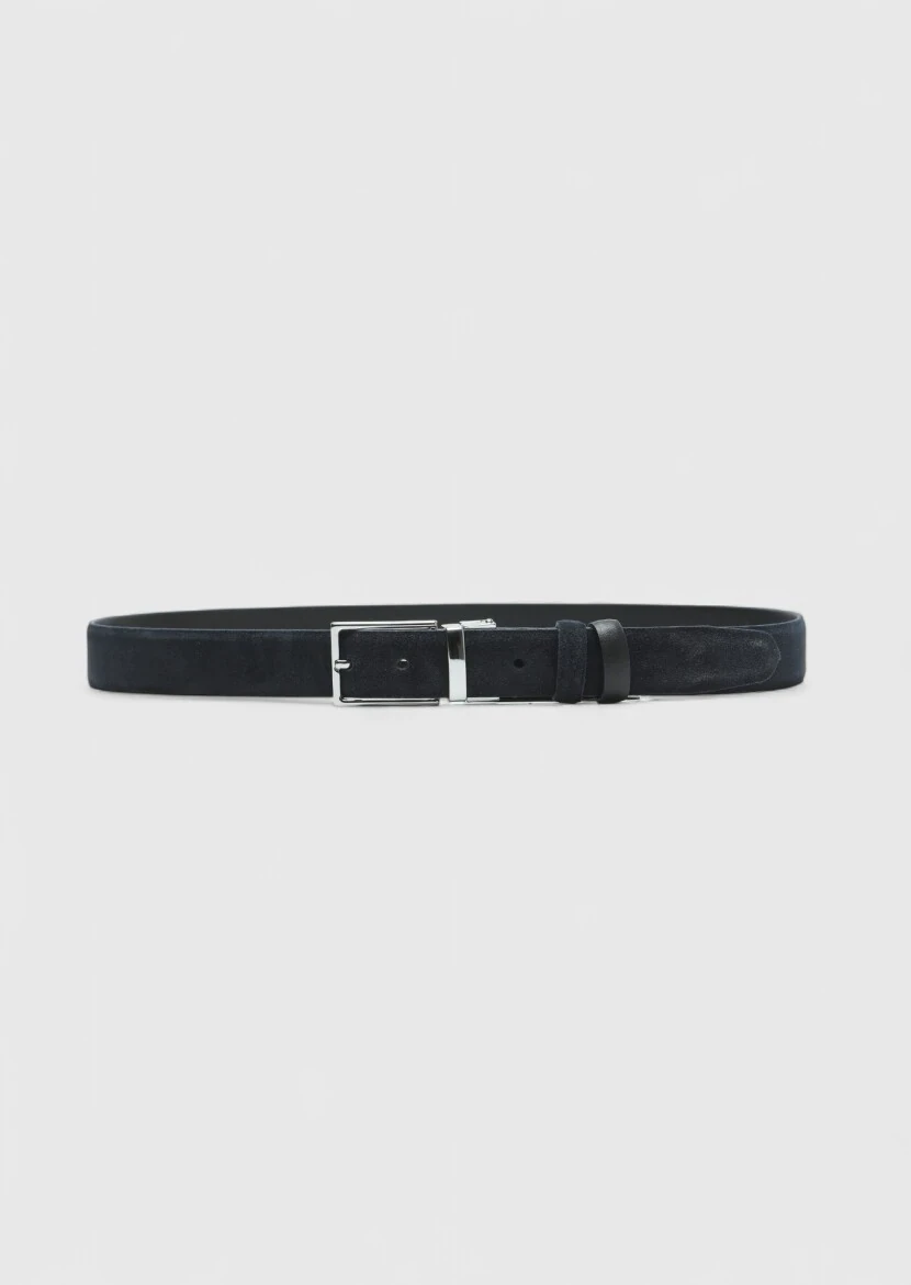 Navy Blue Leather Belt 