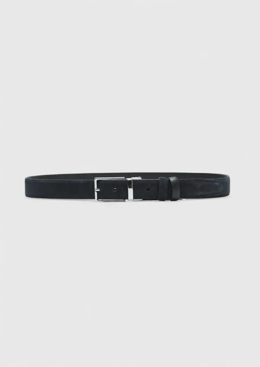 Navy Blue Leather Belt - 1