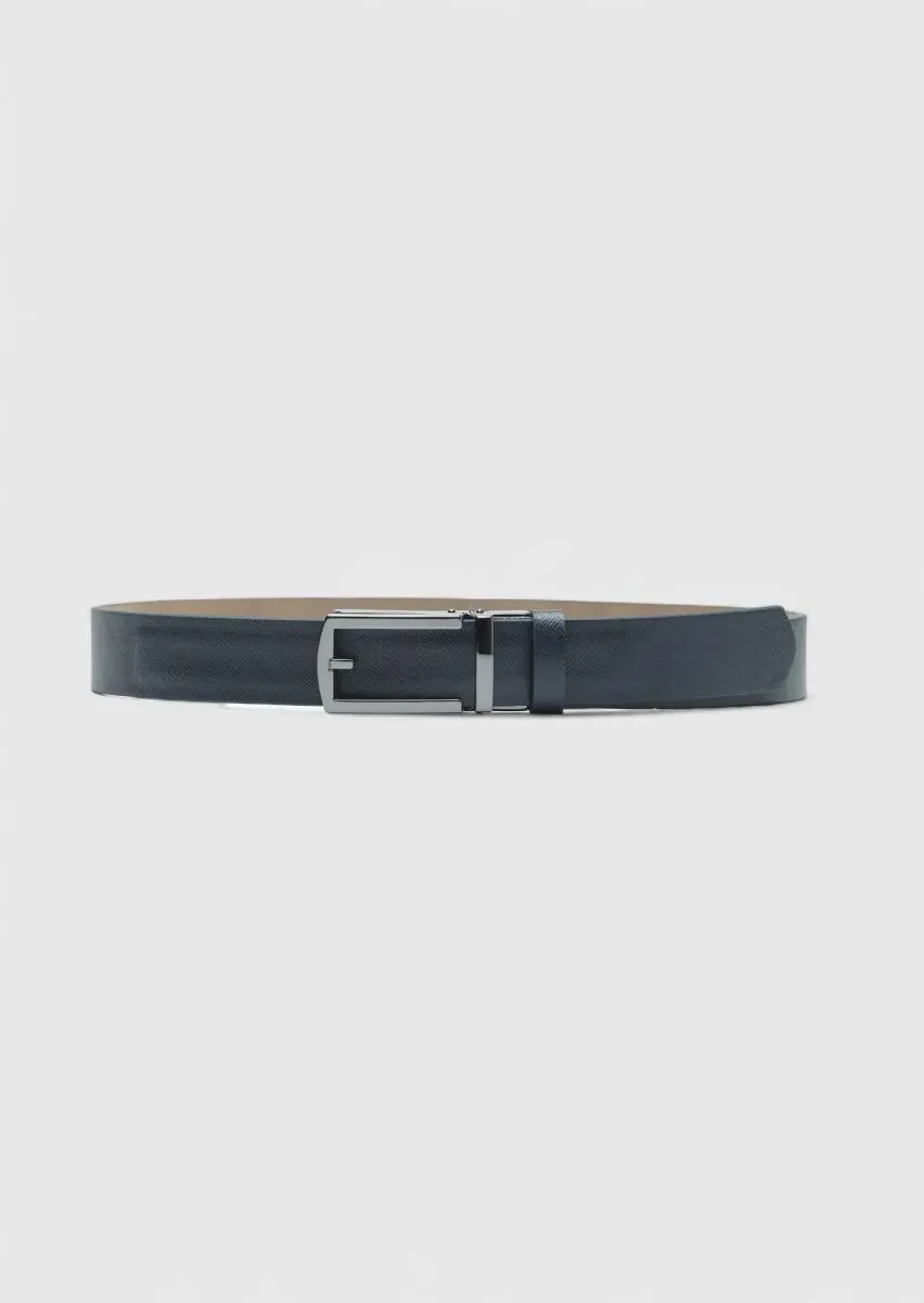Navy Blue Leather Belt - 1