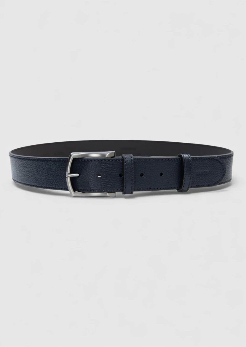 Navy Blue Leather Belt 