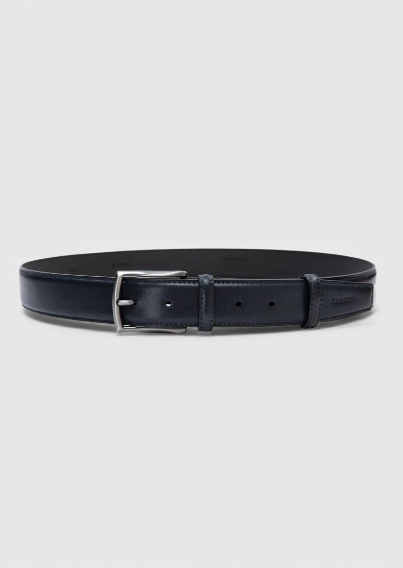 Navy Blue Leather Belt 