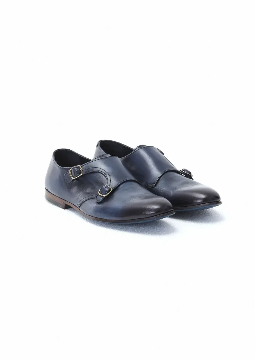 Navy Blue Leather Classical Loafer - 2