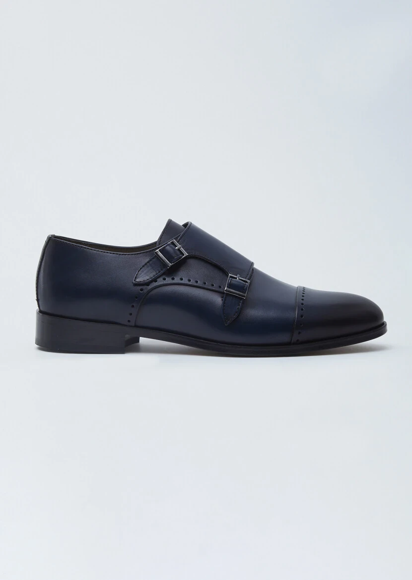 Navy Blue Leather Classical Loafer - RAMSEY