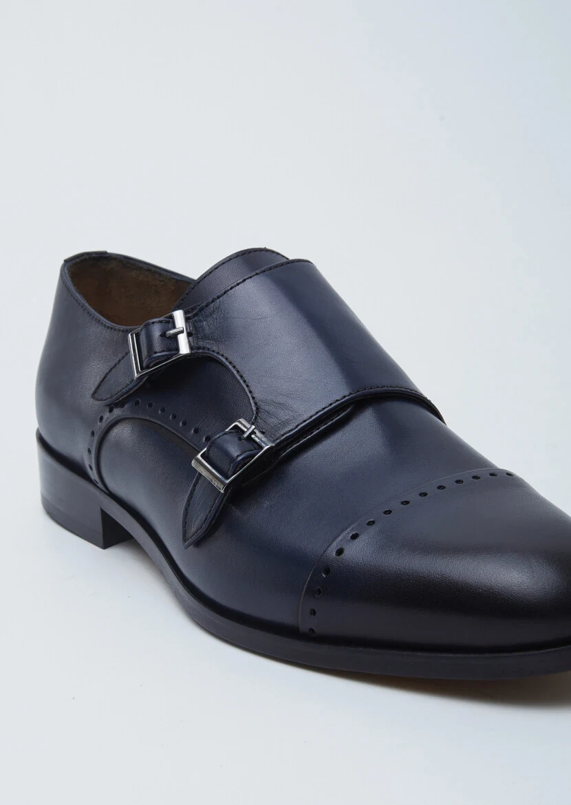 Navy Blue Leather Classical Loafer - RAMSEY