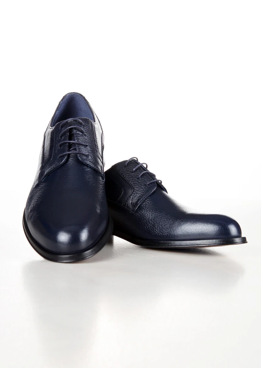Navy Blue Leather Classical Shoes 