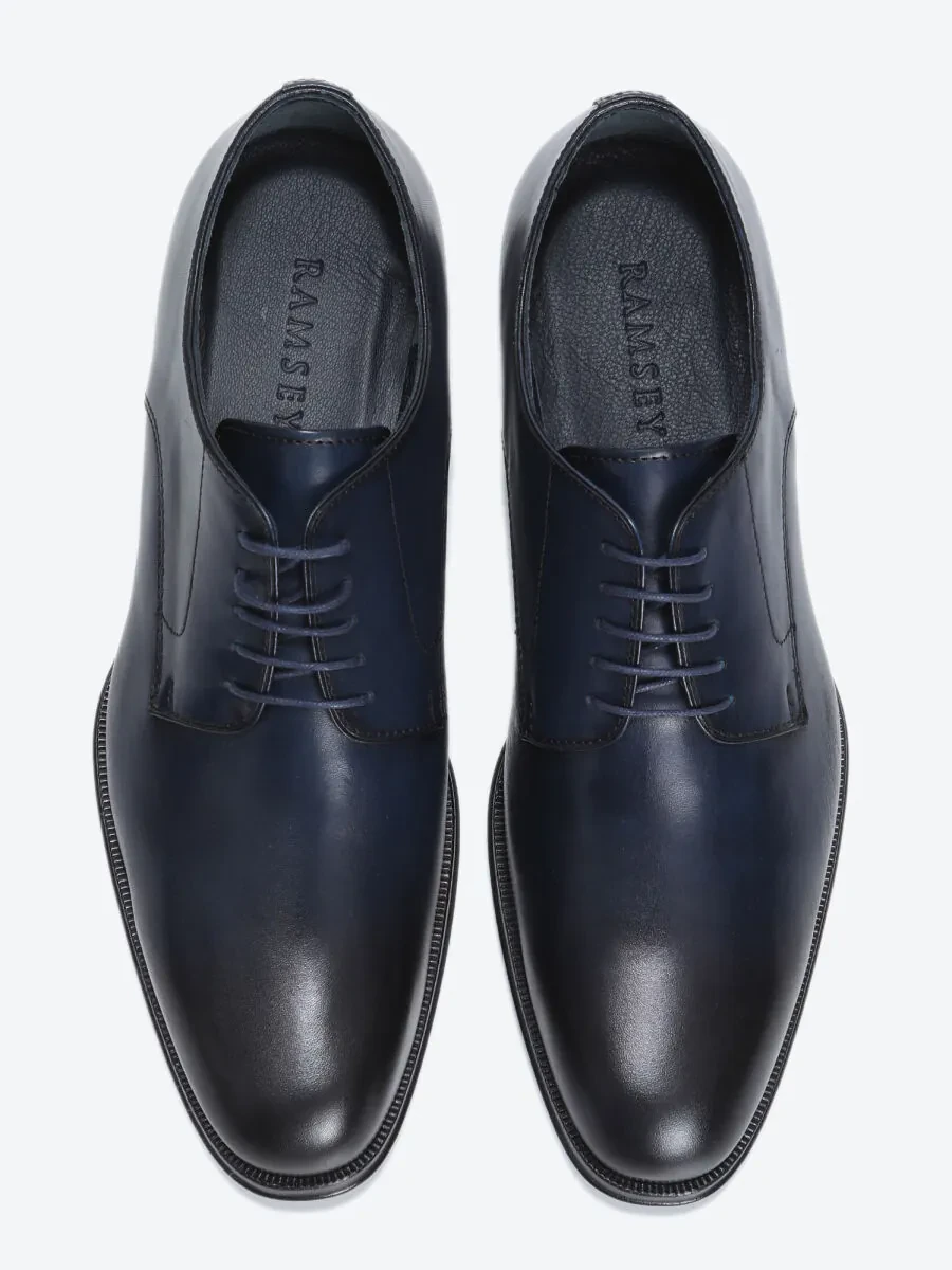 Navy Blue Leather Classical Shoes - 5