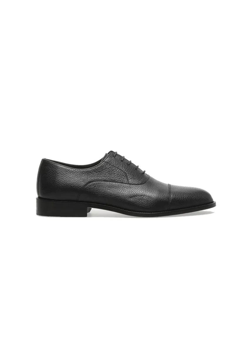 Navy Blue Leather Classical Shoes - 1