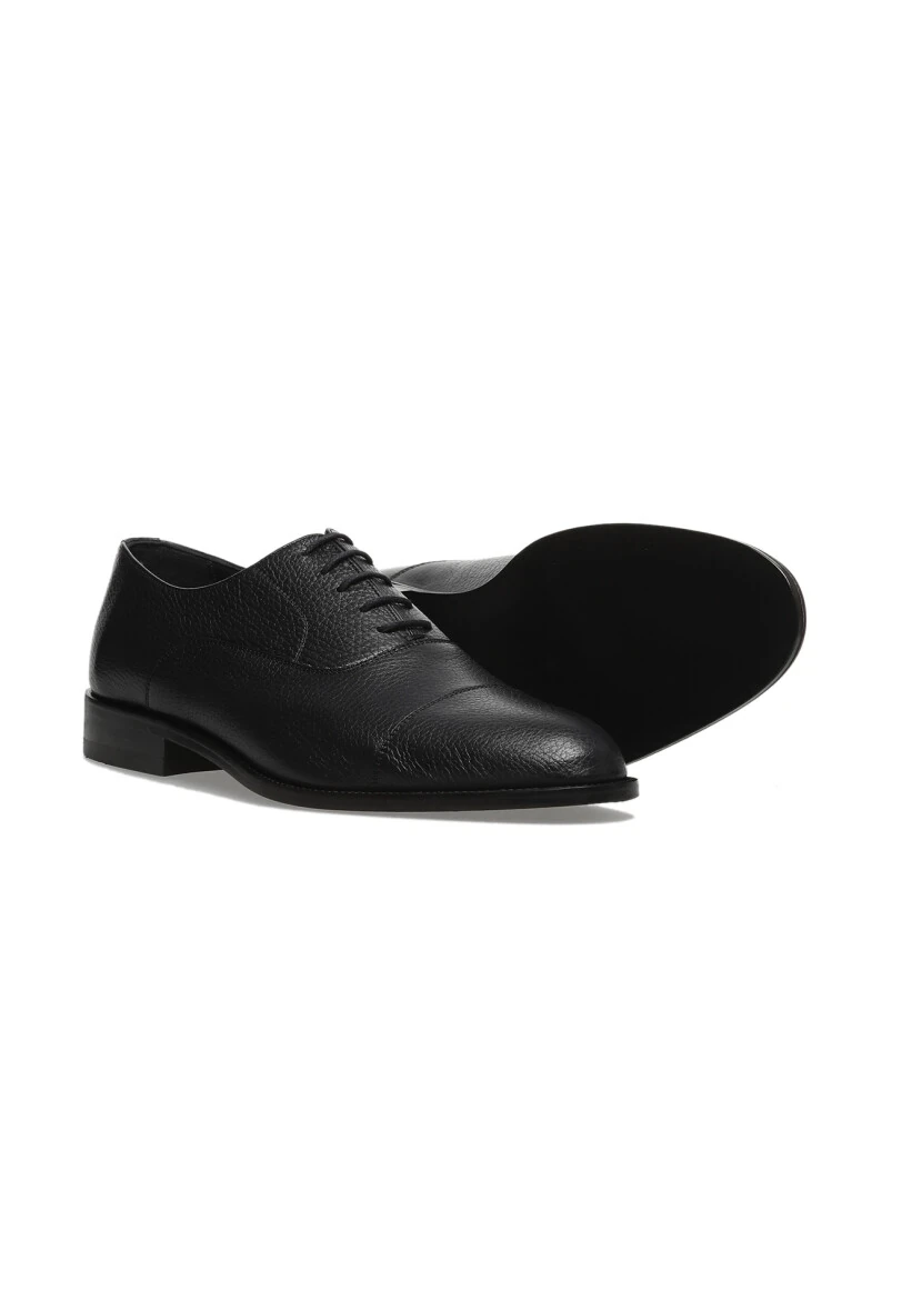 Navy Blue Leather Classical Shoes - 3