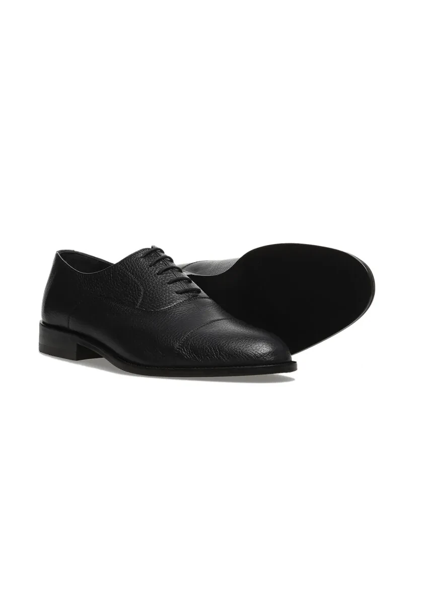 Navy Blue Leather Classical Shoes - 3