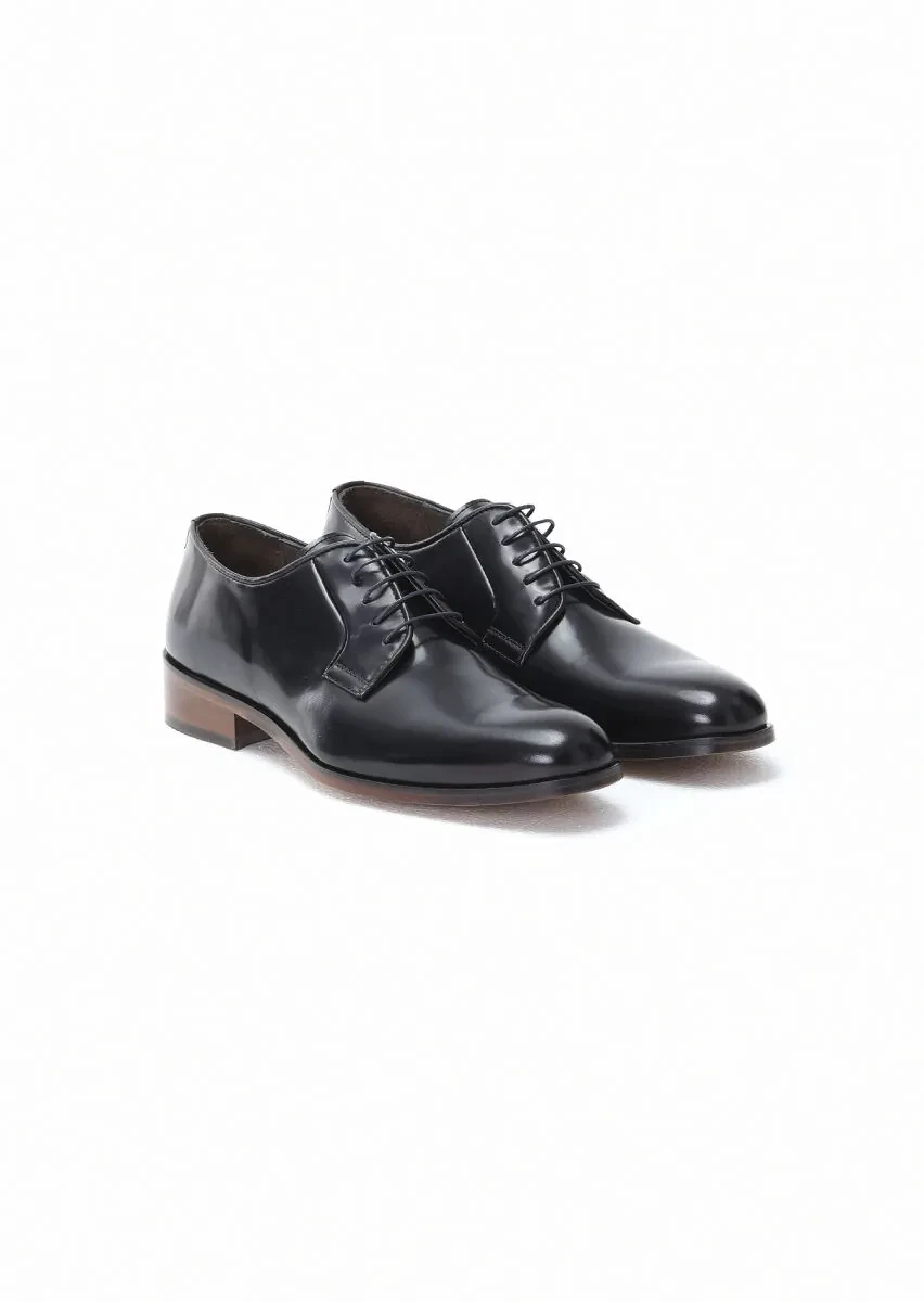 Navy Blue Leather Classical Shoes - 2