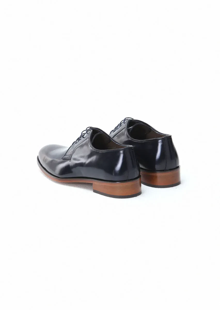 Navy Blue Leather Classical Shoes - 4