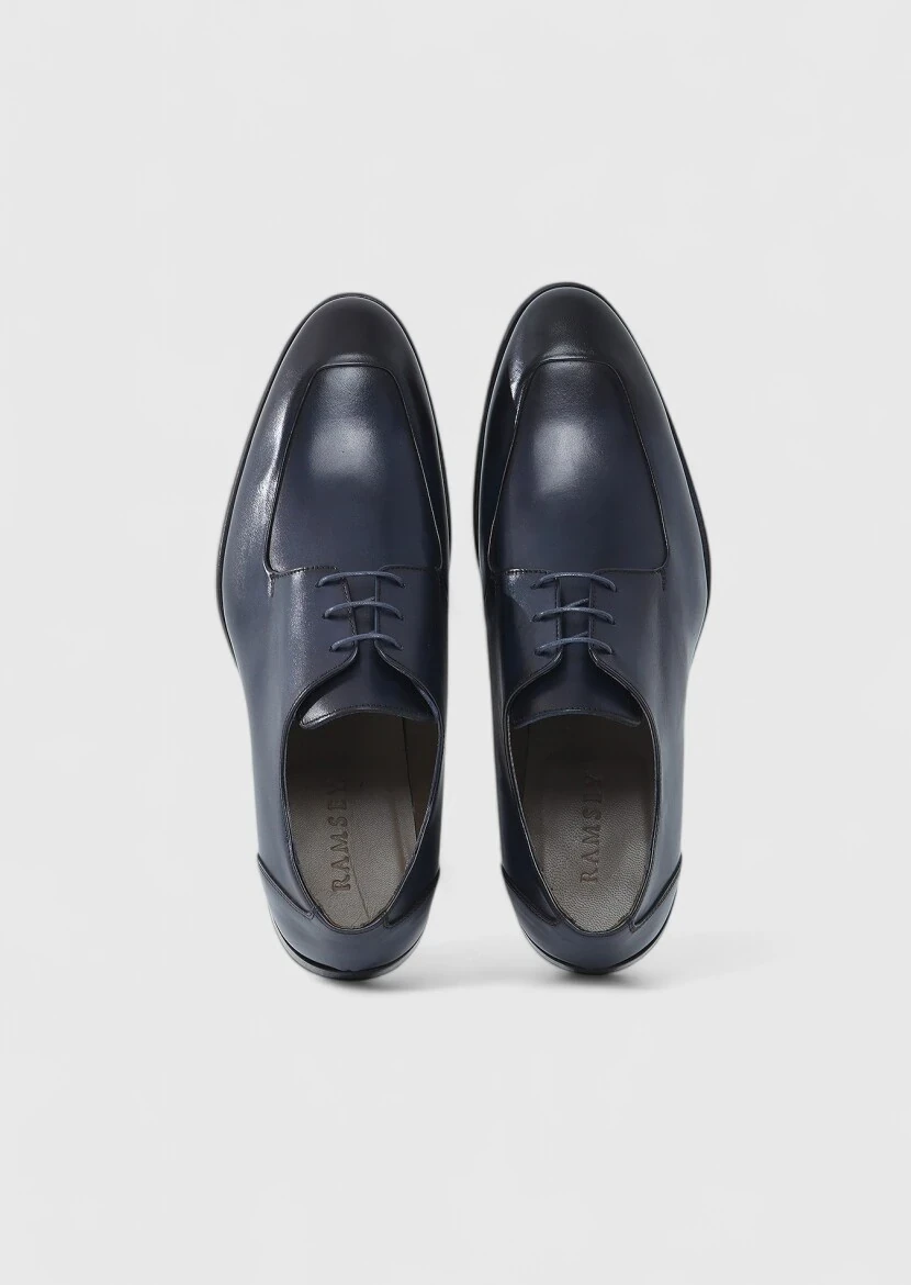 Navy Blue Leather Classical Shoes - 6