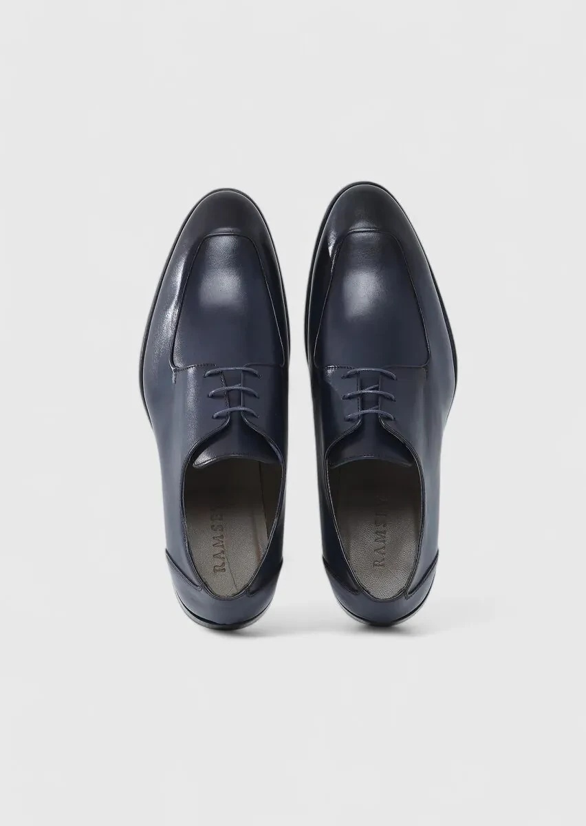 Navy Blue Leather Classical Shoes - 6