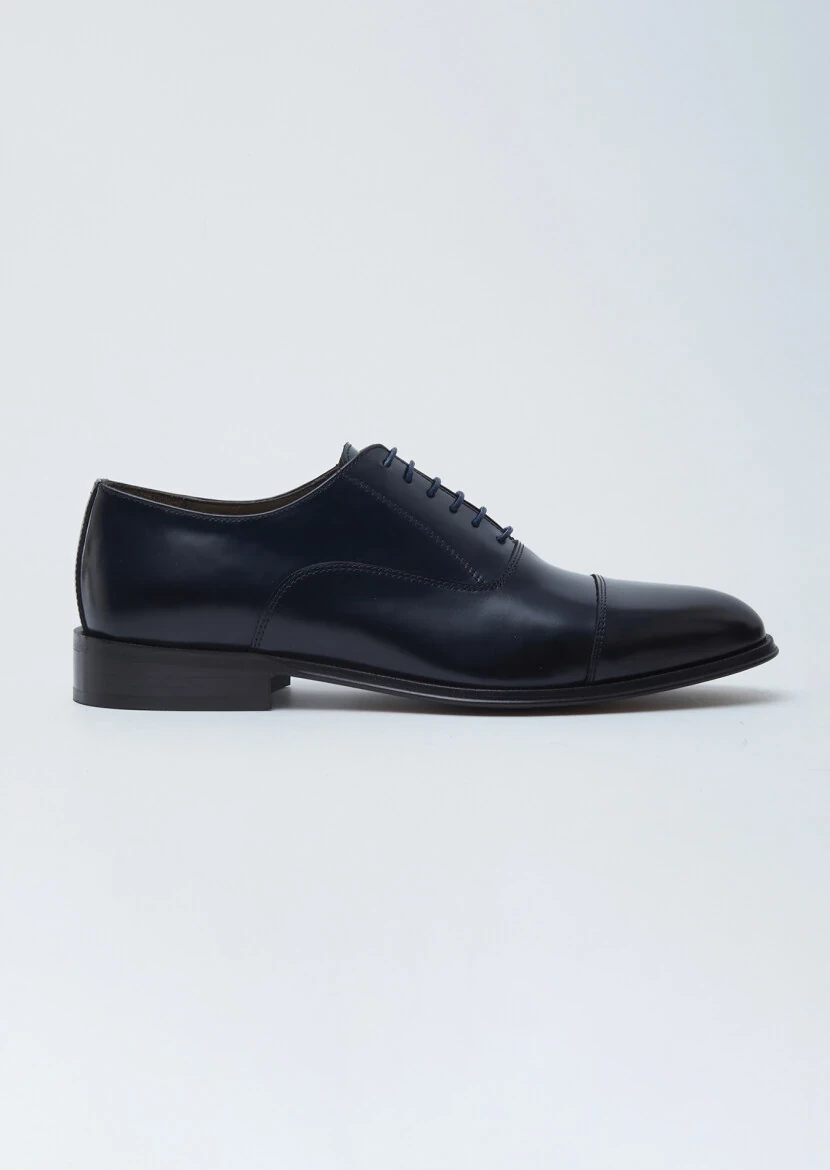 Navy Blue Leather Classical Shoes - 1