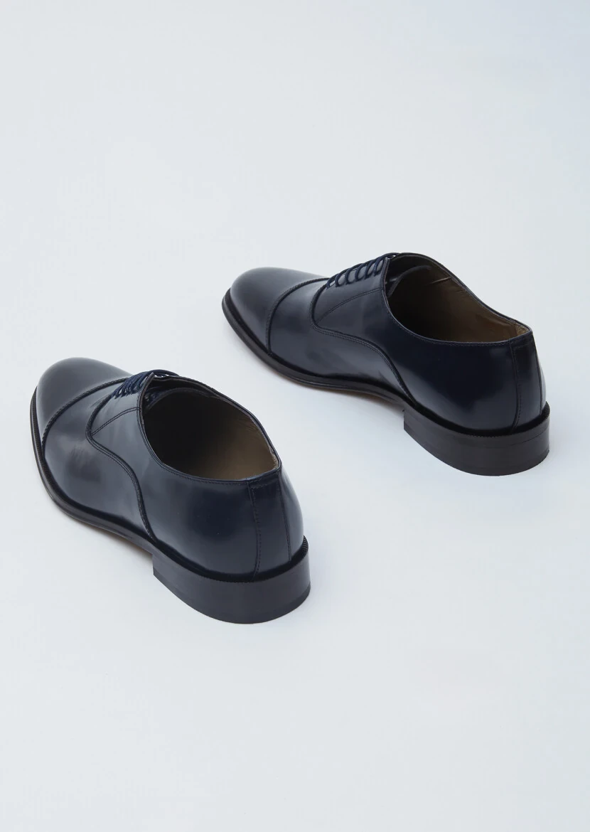 Navy Blue Leather Classical Shoes - 5